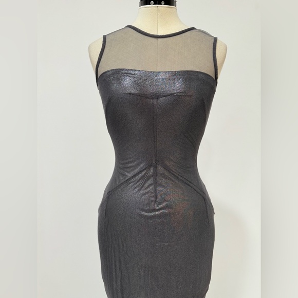 KIM DOLCE and GABBANA Long foiled jersey and tulle midi dress - Picture 4 of 14